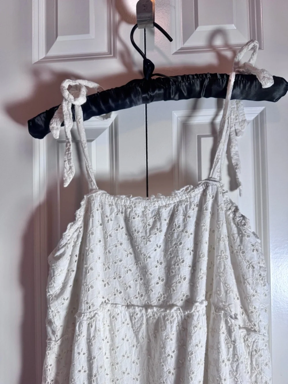 Altar’d State White Eyelet Tie Strap Dress Large Boho Cottagecore - Picture 5 of 10